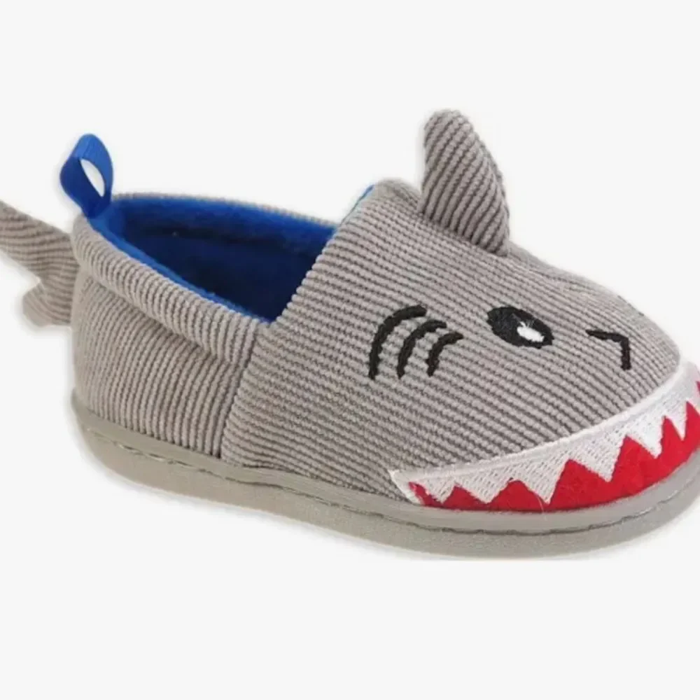 Wonder Nation Kids' Shark Slippers in Gray and Blue
